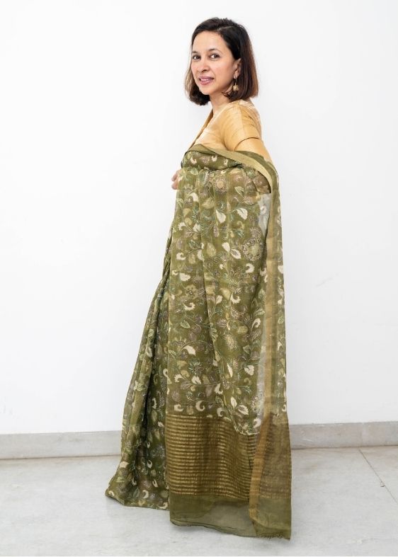 Silver Gold Tissue Silk Blouse