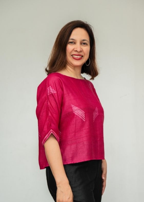 Pink Shibori Tussar Silk Blouse
