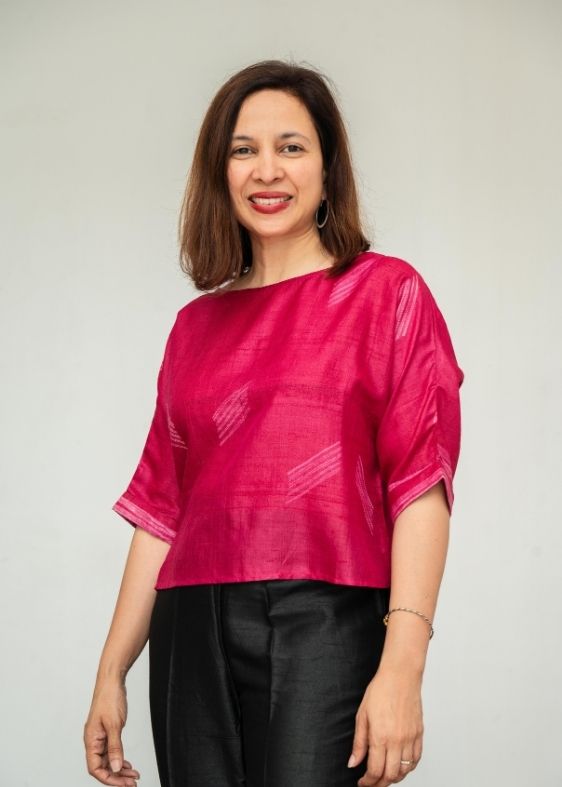 Pink Shibori Tussar Silk Blouse