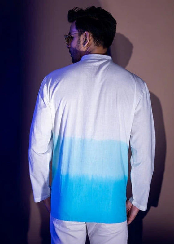 Cotton Ombre Kurta- Tourquoise