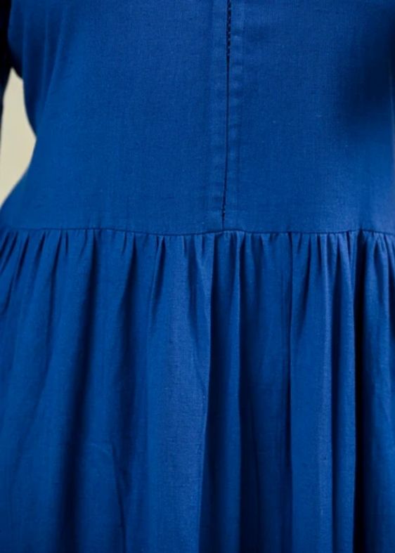 Blue Cotton Flex Tier Dress