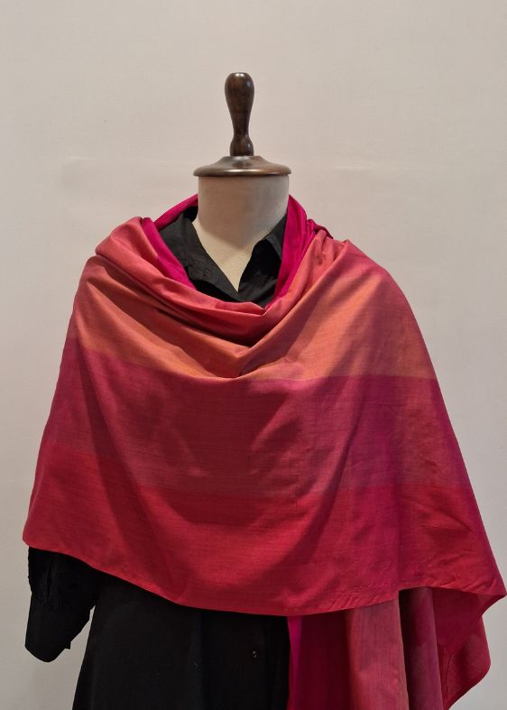 Wine Red Shaded Silk Cotton Stole