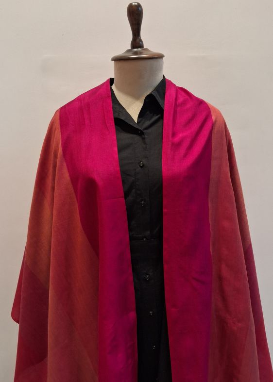 Wine Red Shaded Silk Cotton Stole