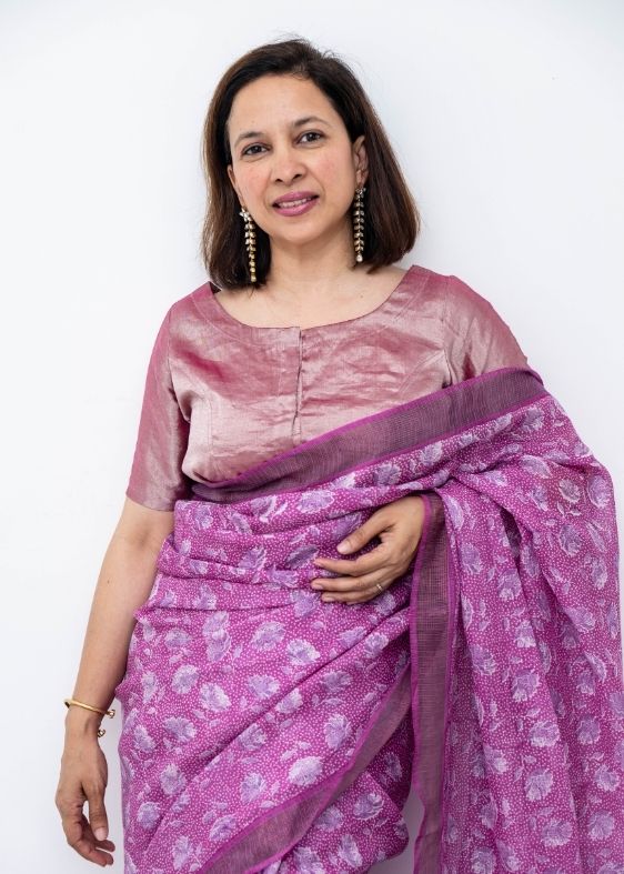 Pink Silver Tissue Silk Blouse