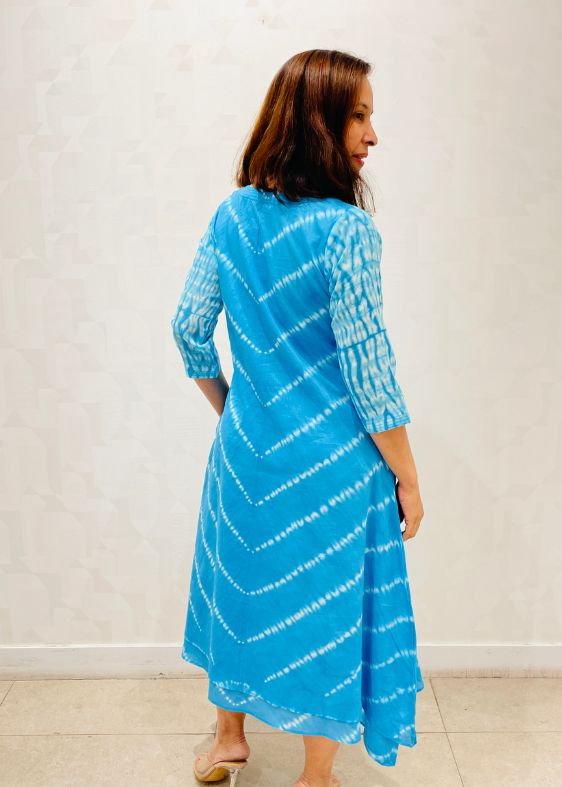 blue tie and dye ethnic dress