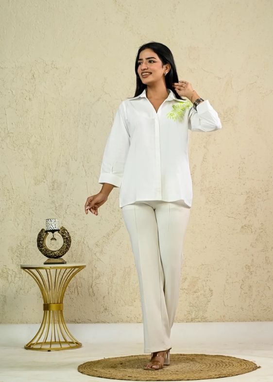 Poplin Green embroidery Shirt