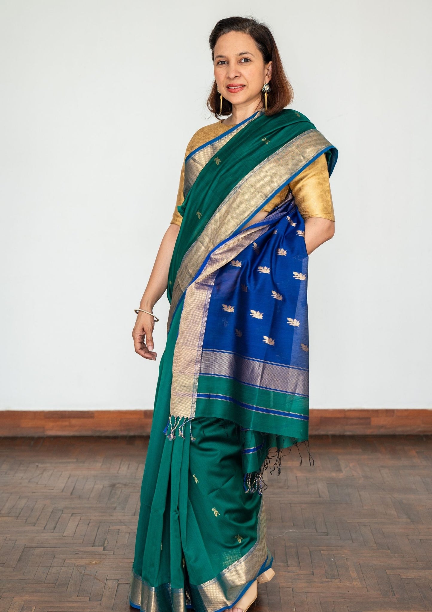 Green Maheswari Saree