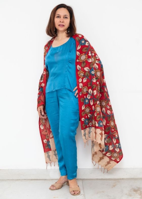 Blue Modal Silk Blouse