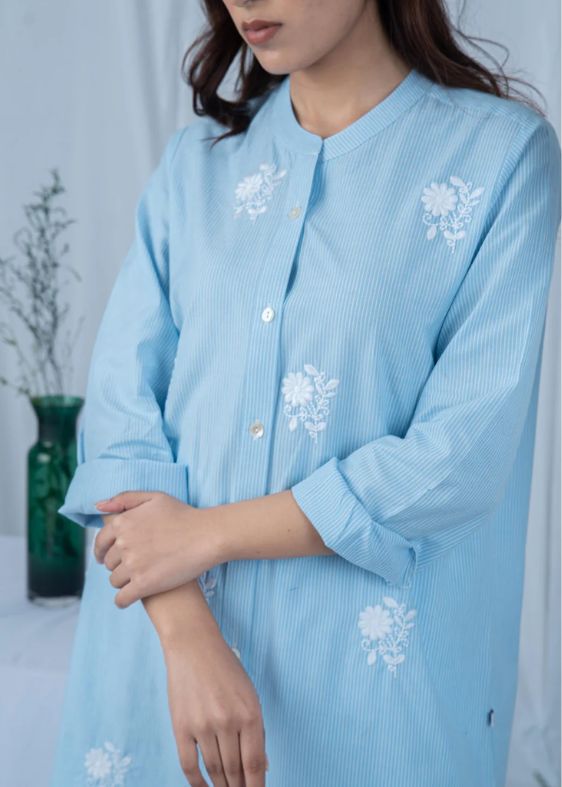 SS 2441 Blue Embroidery Tunic