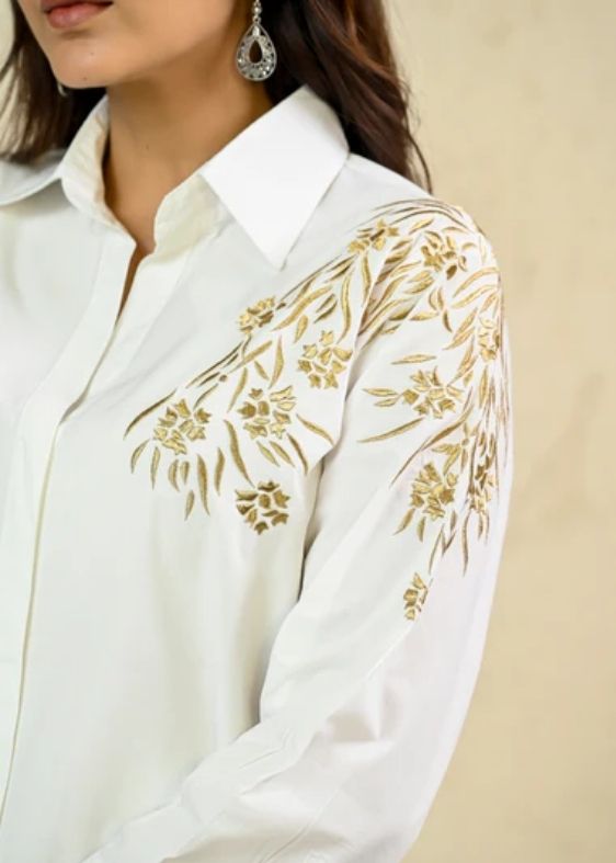 Poplin Golden embroidery Shirt
