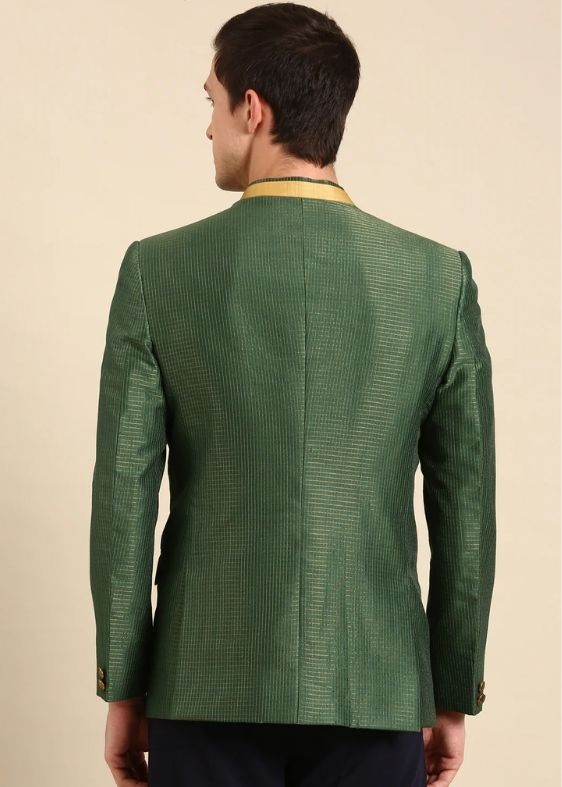 Bottle Green Kota Chanderi Bandhgala - MMJ0158