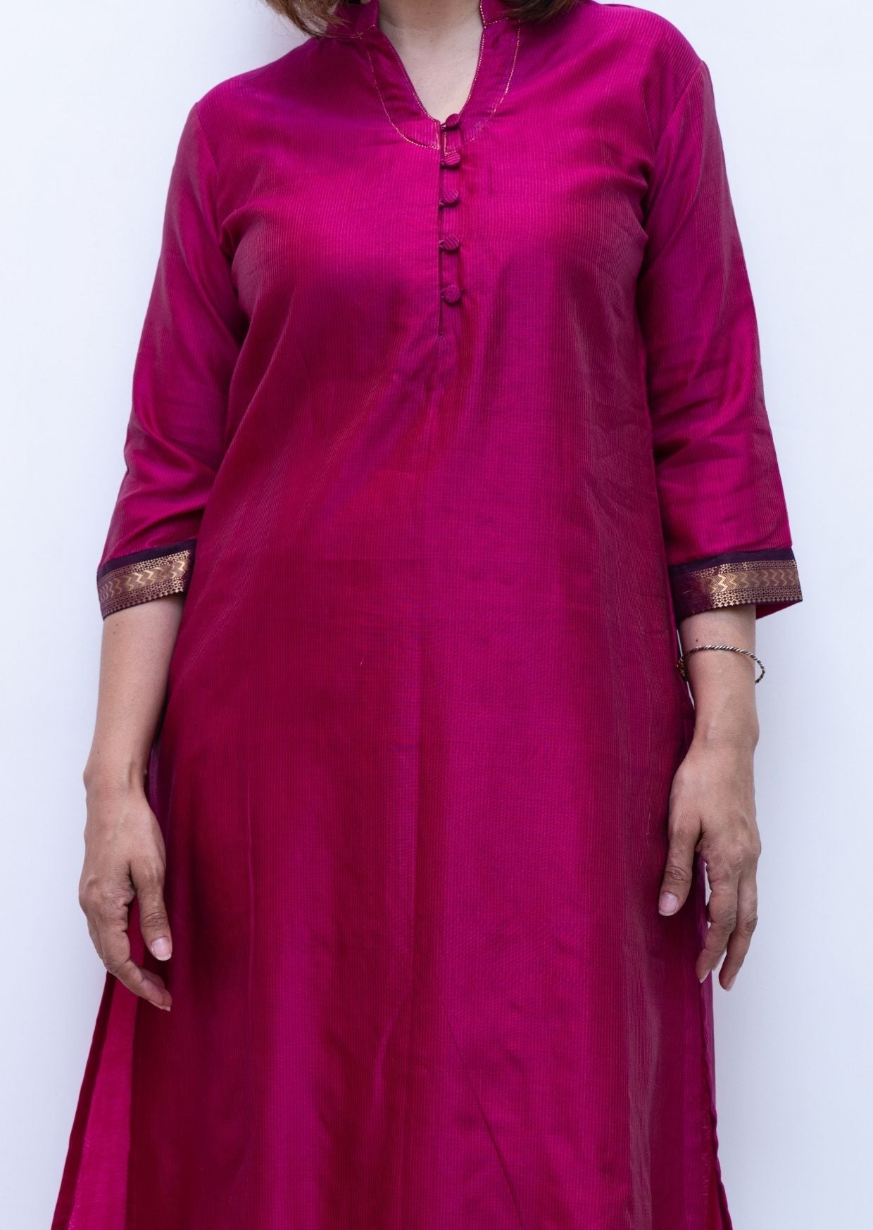 Pink Kiran Maheswari Silk Cotton Kurta