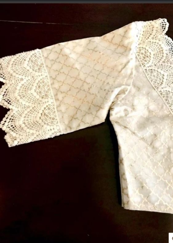 White chanderi lace blouse