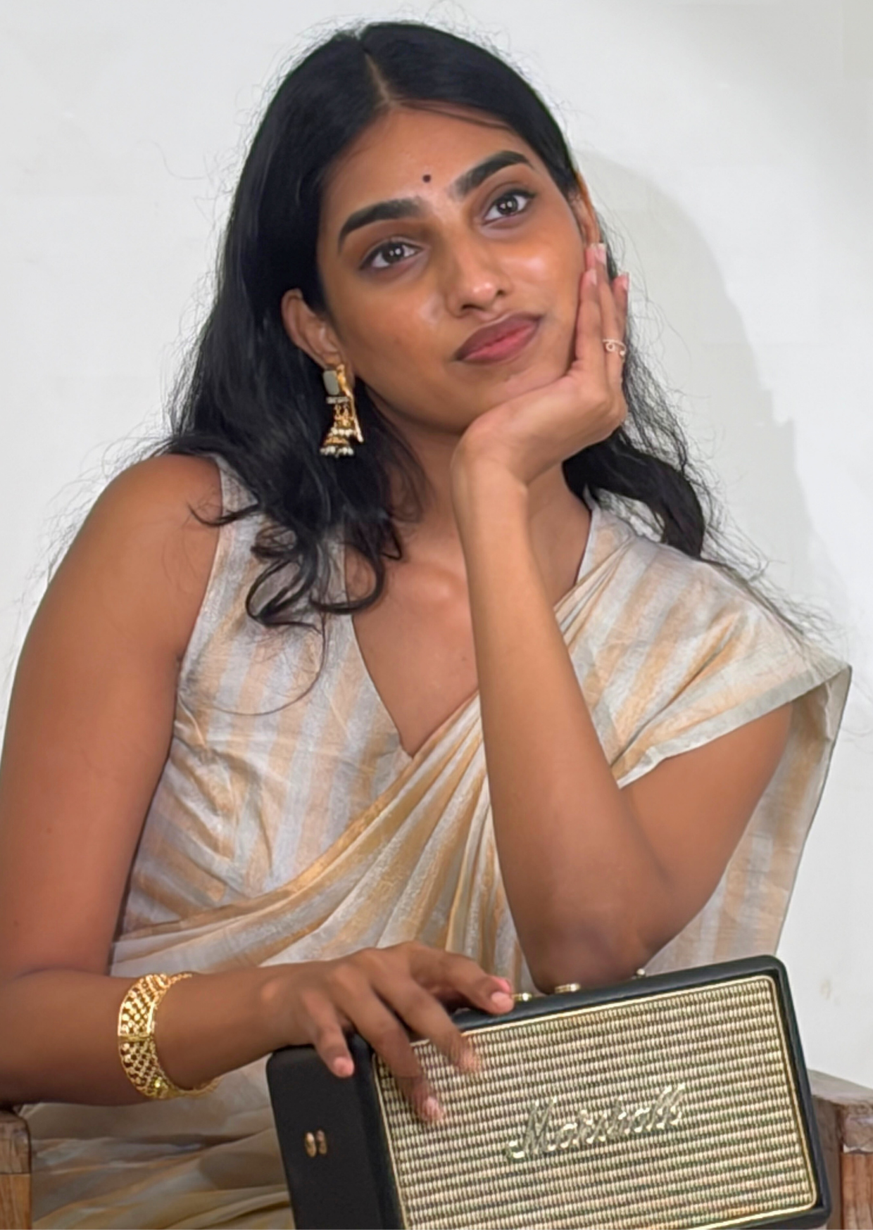 Gold Silver Stripes Pallu Chanderi Silk Tissue Saree