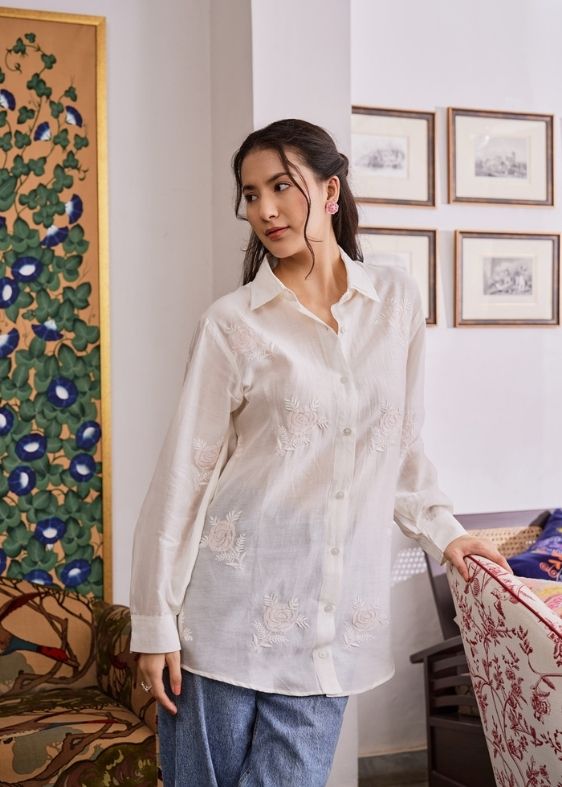 White Chanderi Shirt