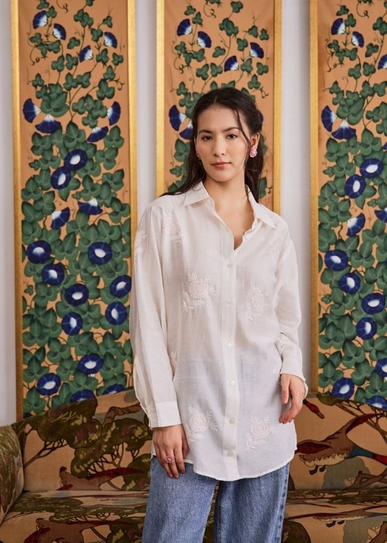 White Chanderi Shirt