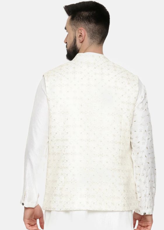 Ivory Chanderi Embroidery Jacket