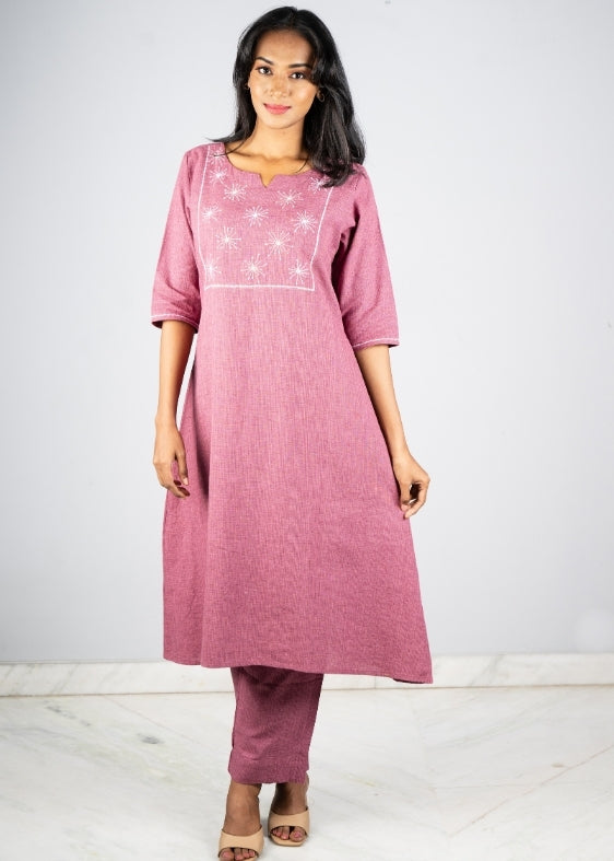 Royal Purple Star burst Yoke Kurta