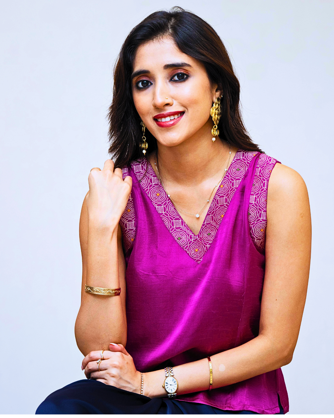 Pink Modal Silk Sleeveless Blouse