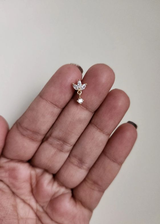 Lotus Drop Silver Nosepins