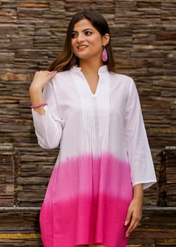 Pink Timeless Ombre Pintuck Short Dress