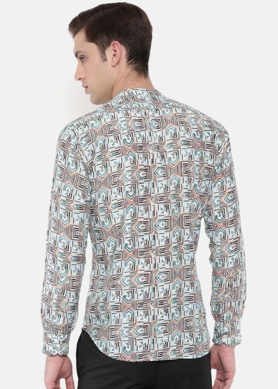 Geometric Printed Linen Shirt- MM0713