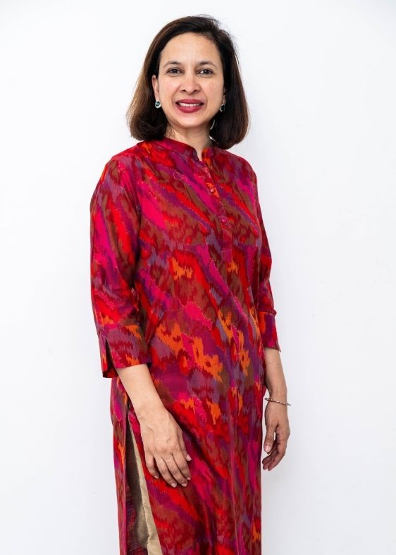 Red Chinese Collar Silk Long Kurta