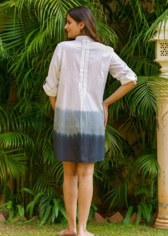 Black Timeless Ombre Pintuck Short Dress