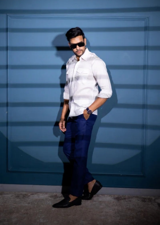 Pure Linen Four Pocket Hunter Shirt-White
