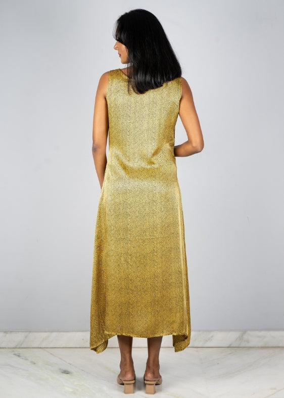 Yellow Sleeveless Modal Silk Dress