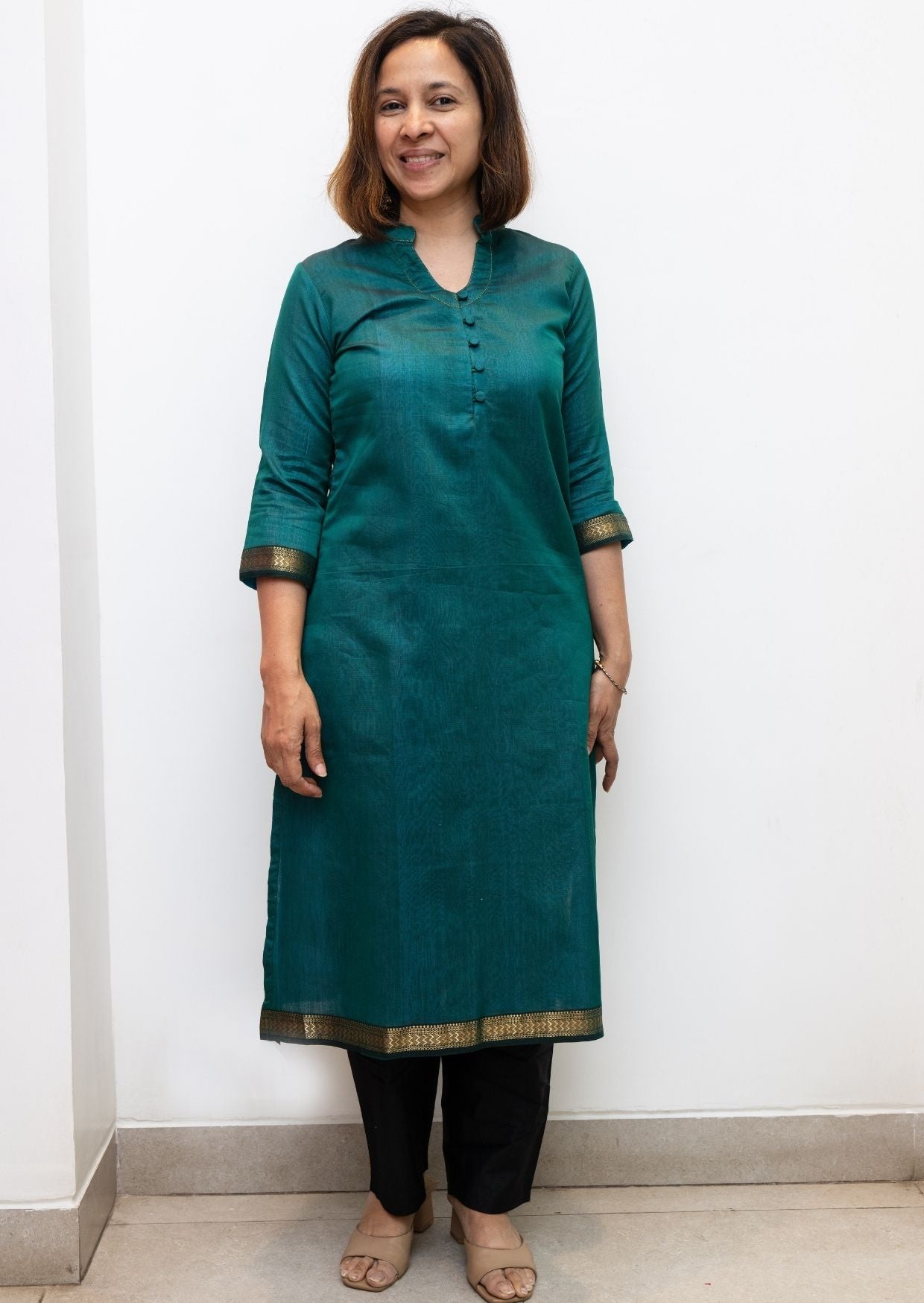 Green Kiran Maheswari Silk Cotton Kurta