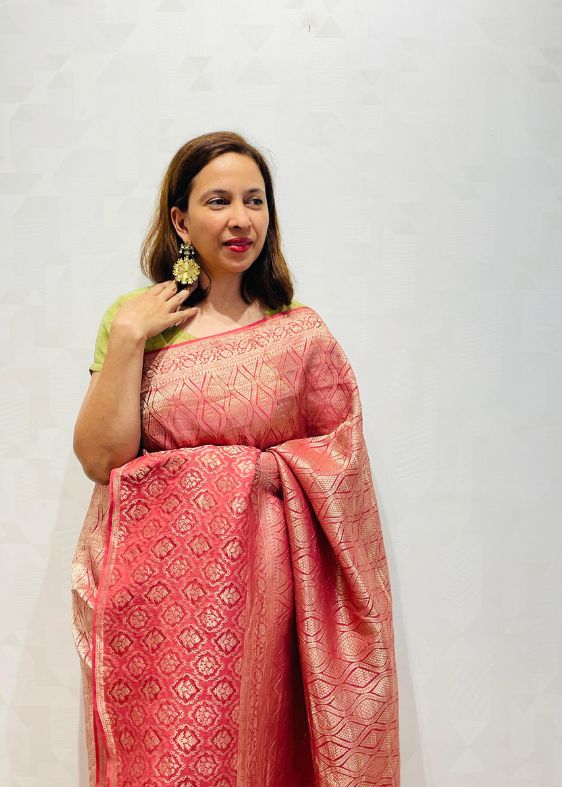 Old Rose Crepe Silk Saree