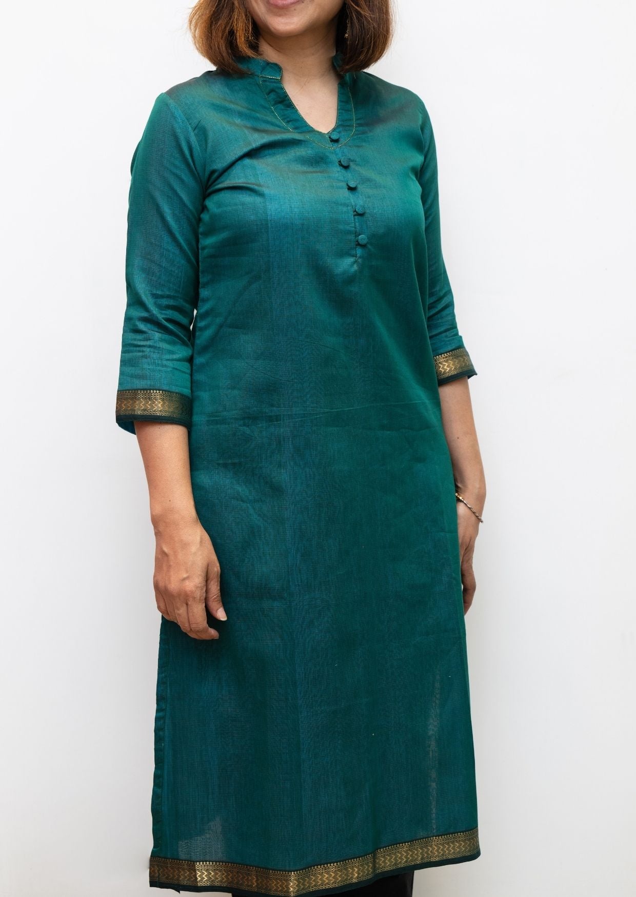 Green Kiran Maheswari Silk Cotton Kurta