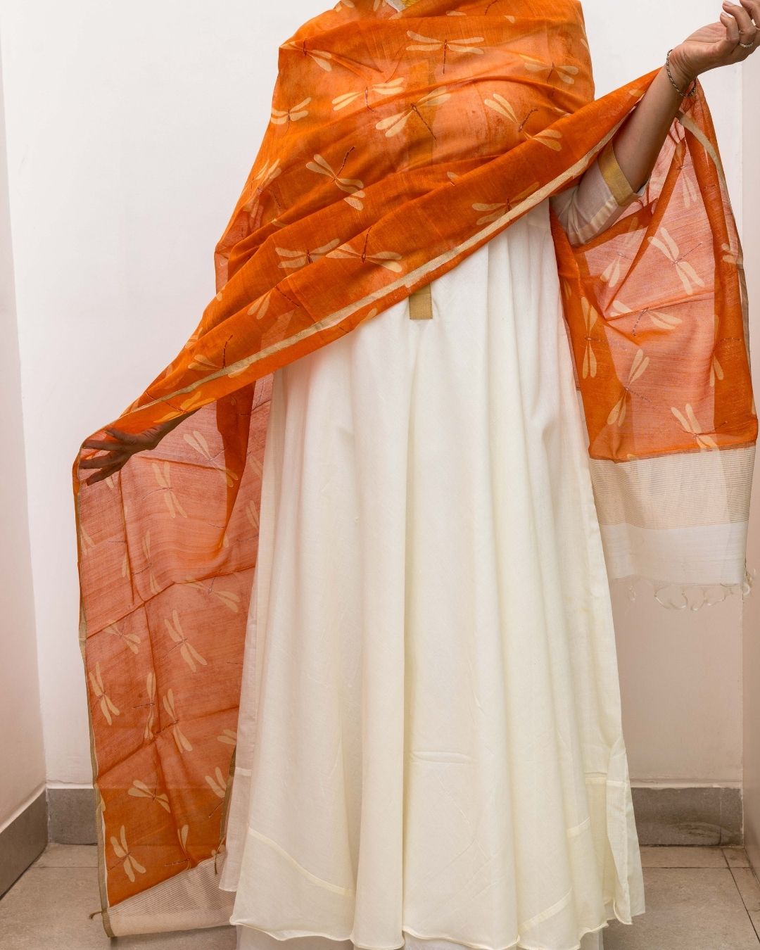 Orange Dragonfly Dupatta