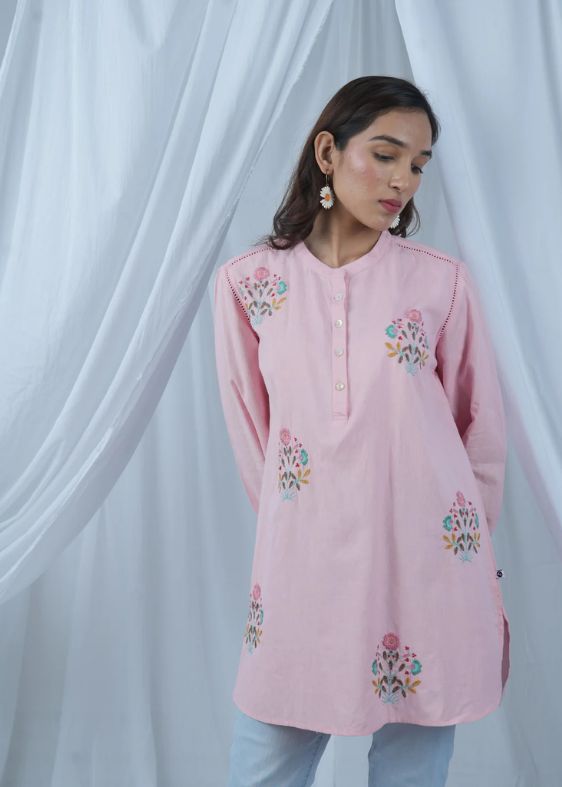 Pink embroidery Tunic-SS 2444