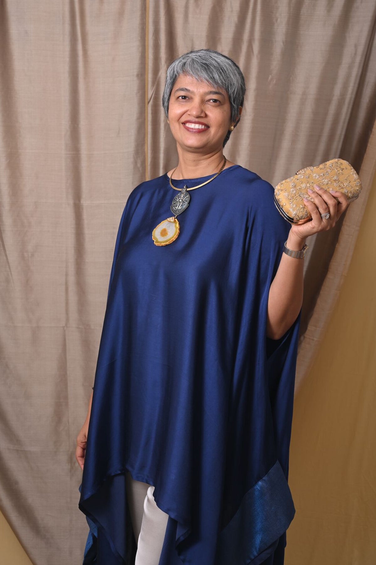 Blue Modal Silk Kaftan - samasta.in #