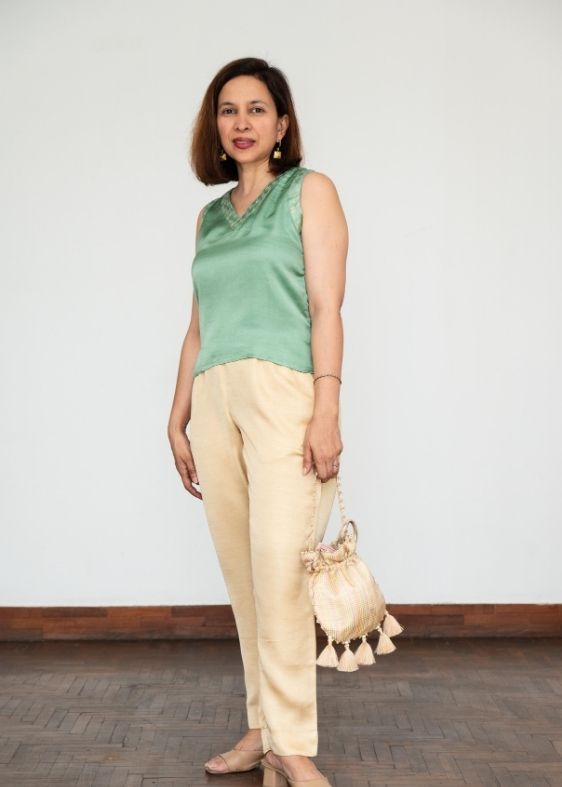 Cream Satin Pant