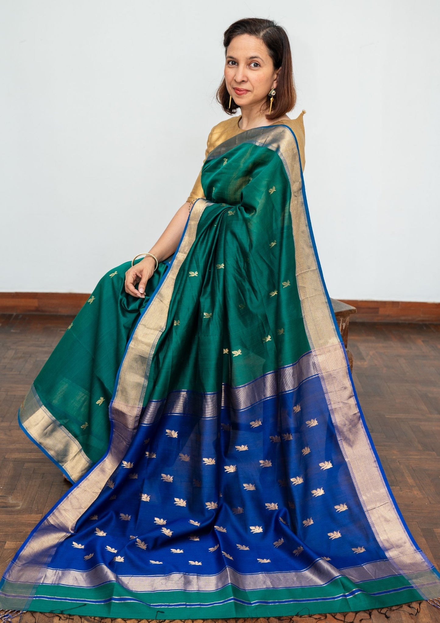 Green Maheswari Saree