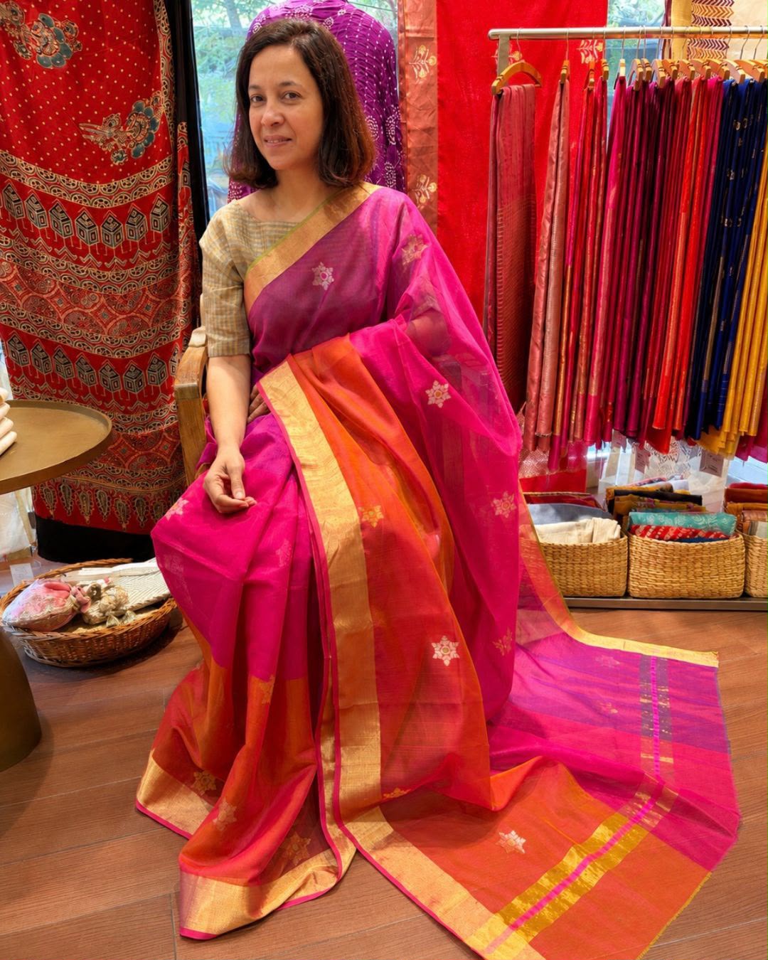 Multi Colour Chanderi Silk Cotton Saree