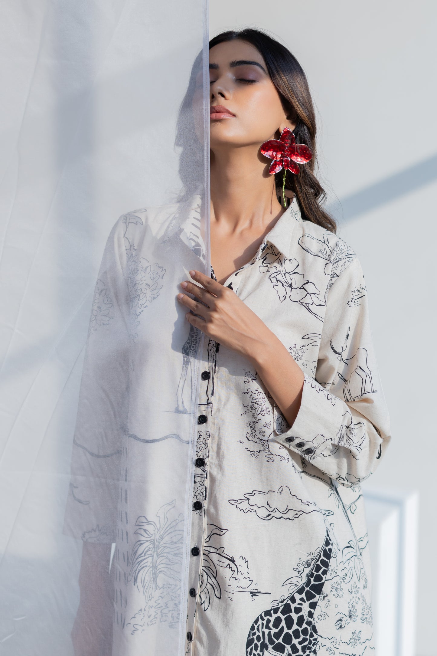 Shell White Safari Tunic Set