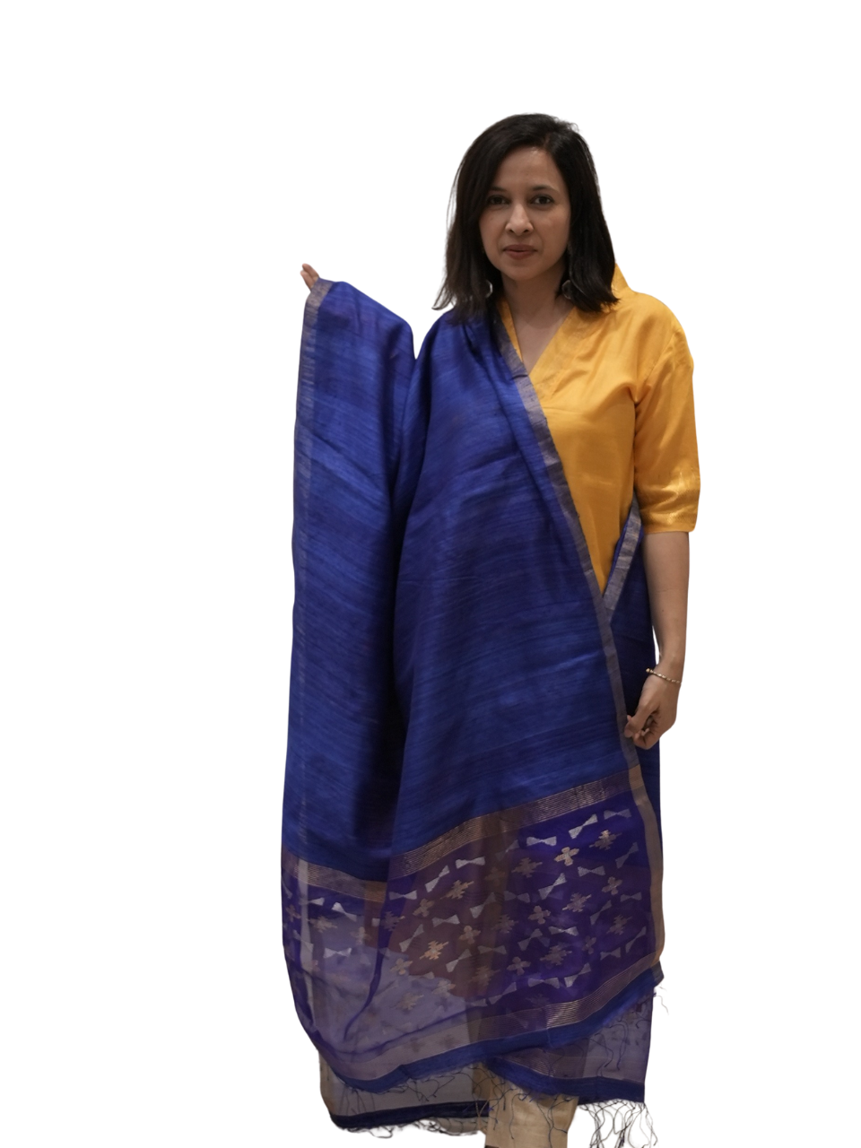 Blue Jamdani Matka Silk Dupatta