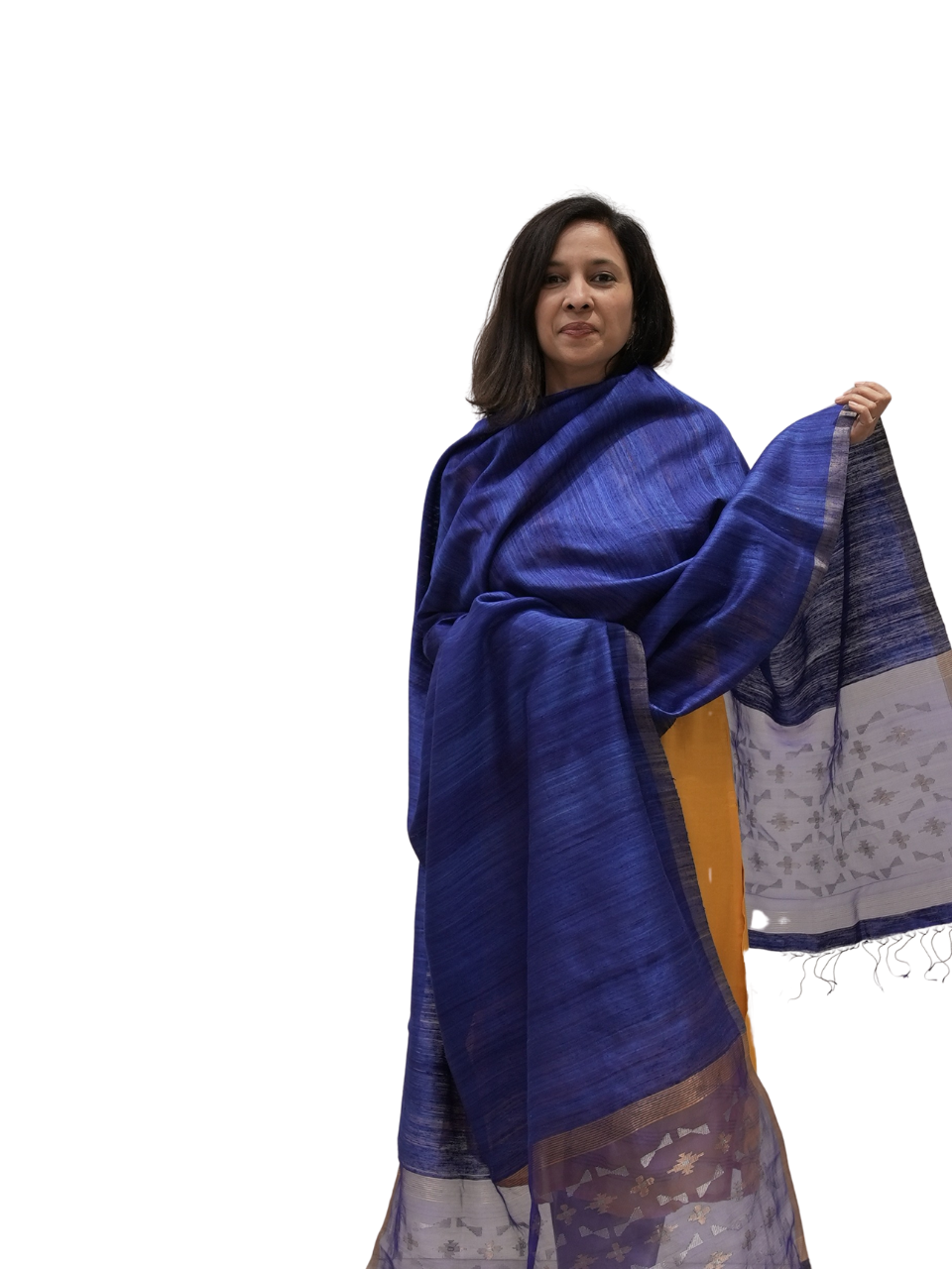 Blue Jamdani Matka Silk Dupatta
