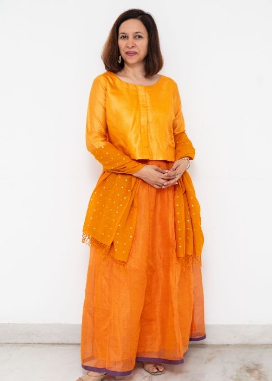 Orange Cotton Tissue Skirt