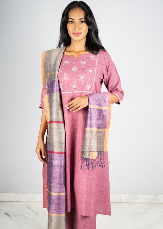 Royal Purple Star burst Yoke Kurta