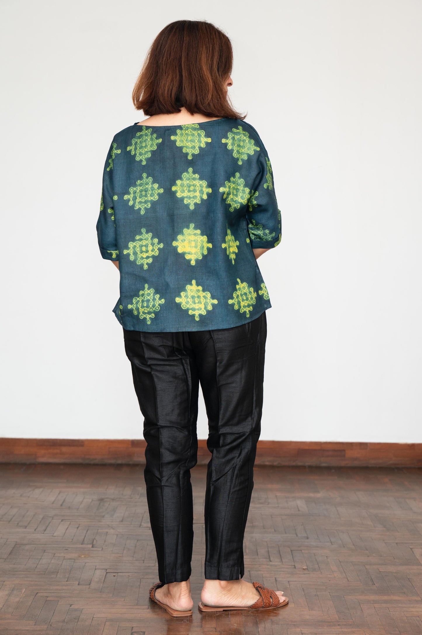 Blue and Green Mura Shibori Blouse