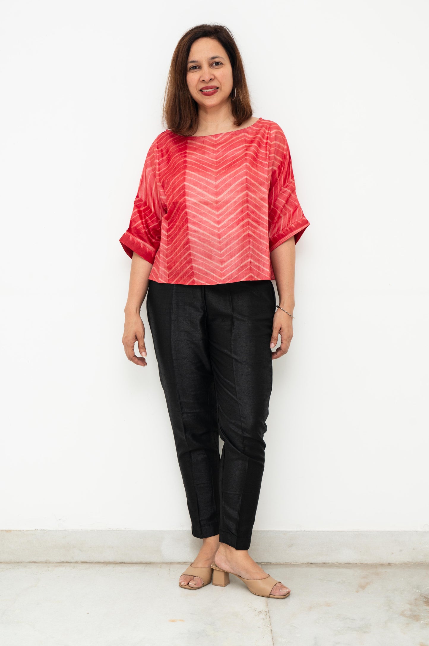 Pink Shibori Tussar Silk Blouse