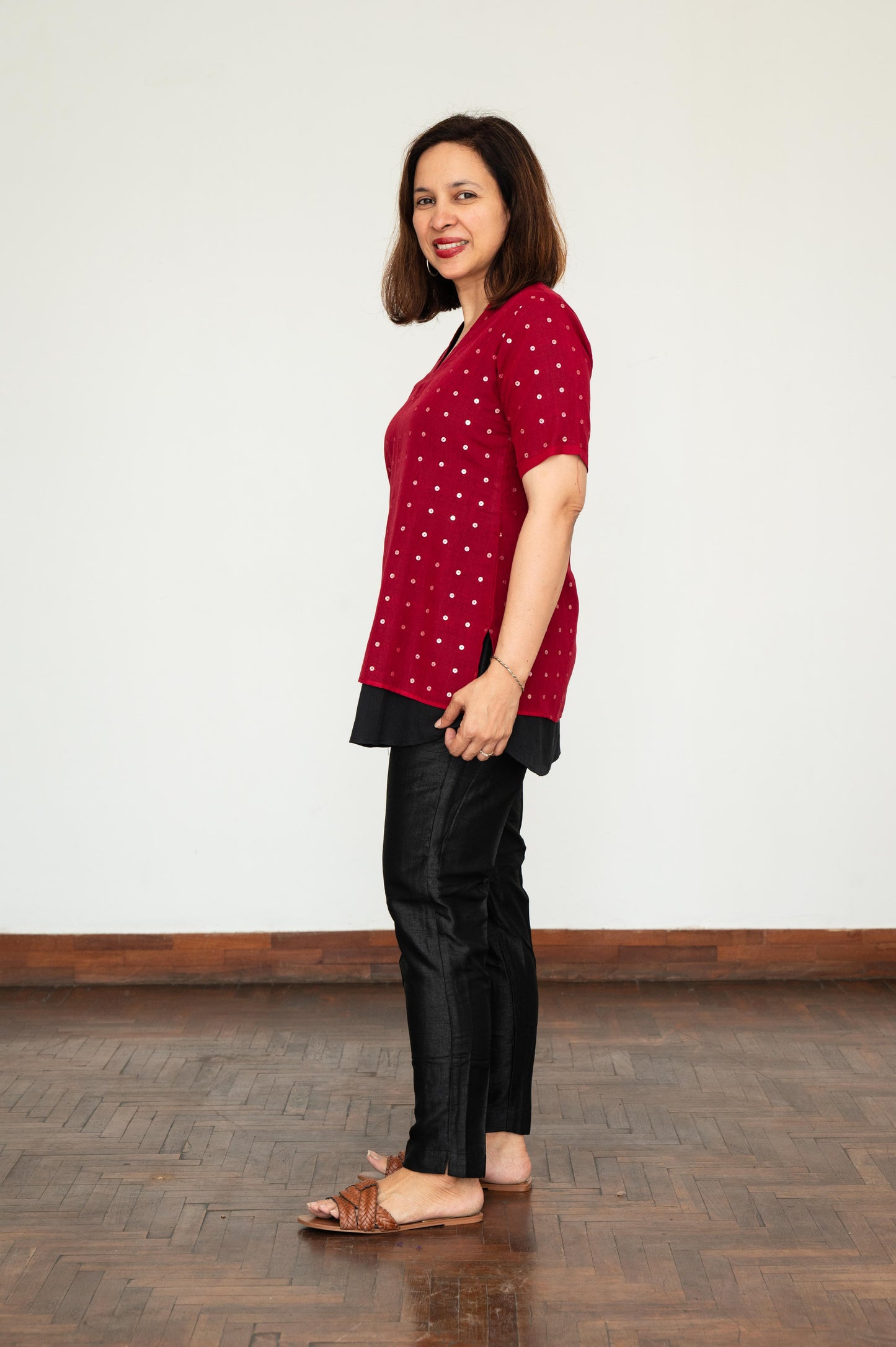 Red Sequins Double Layer Tunic