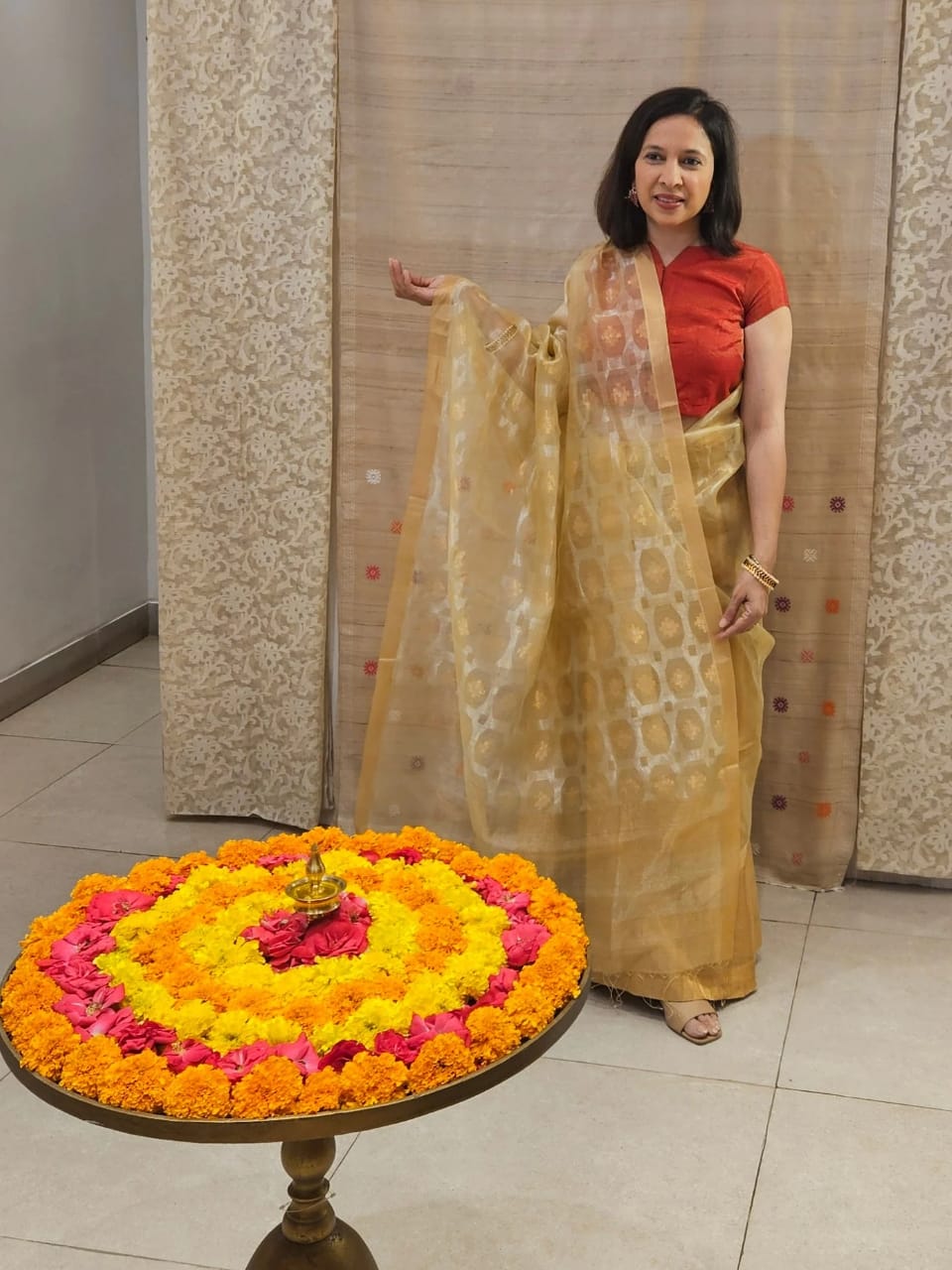 Beige Jamdani Muslin Silk Dupatta