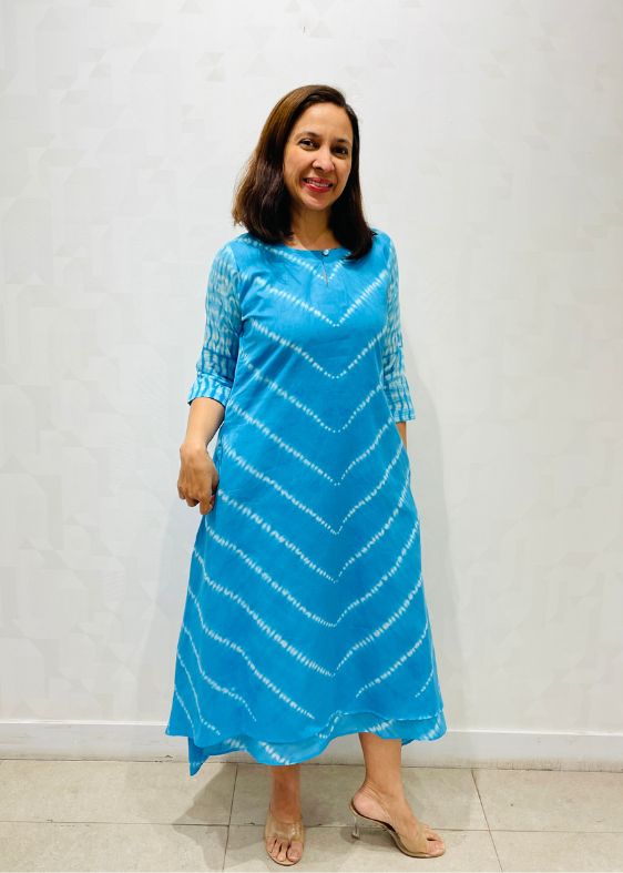 blue tie and dye ethnic dress