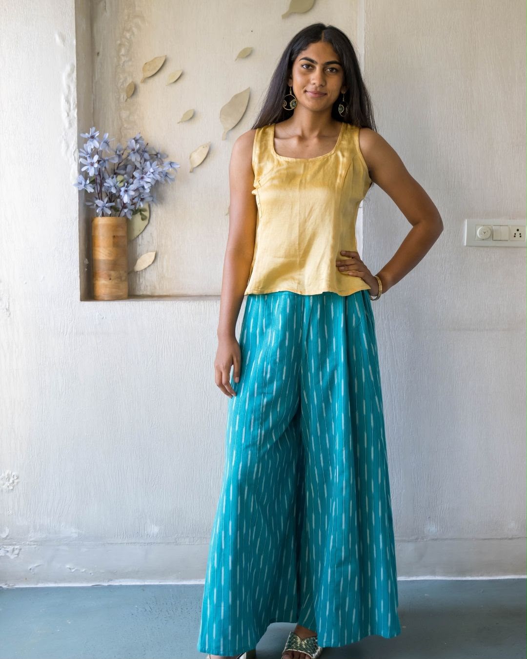 Yellow Sleeveless Modal Silk Top